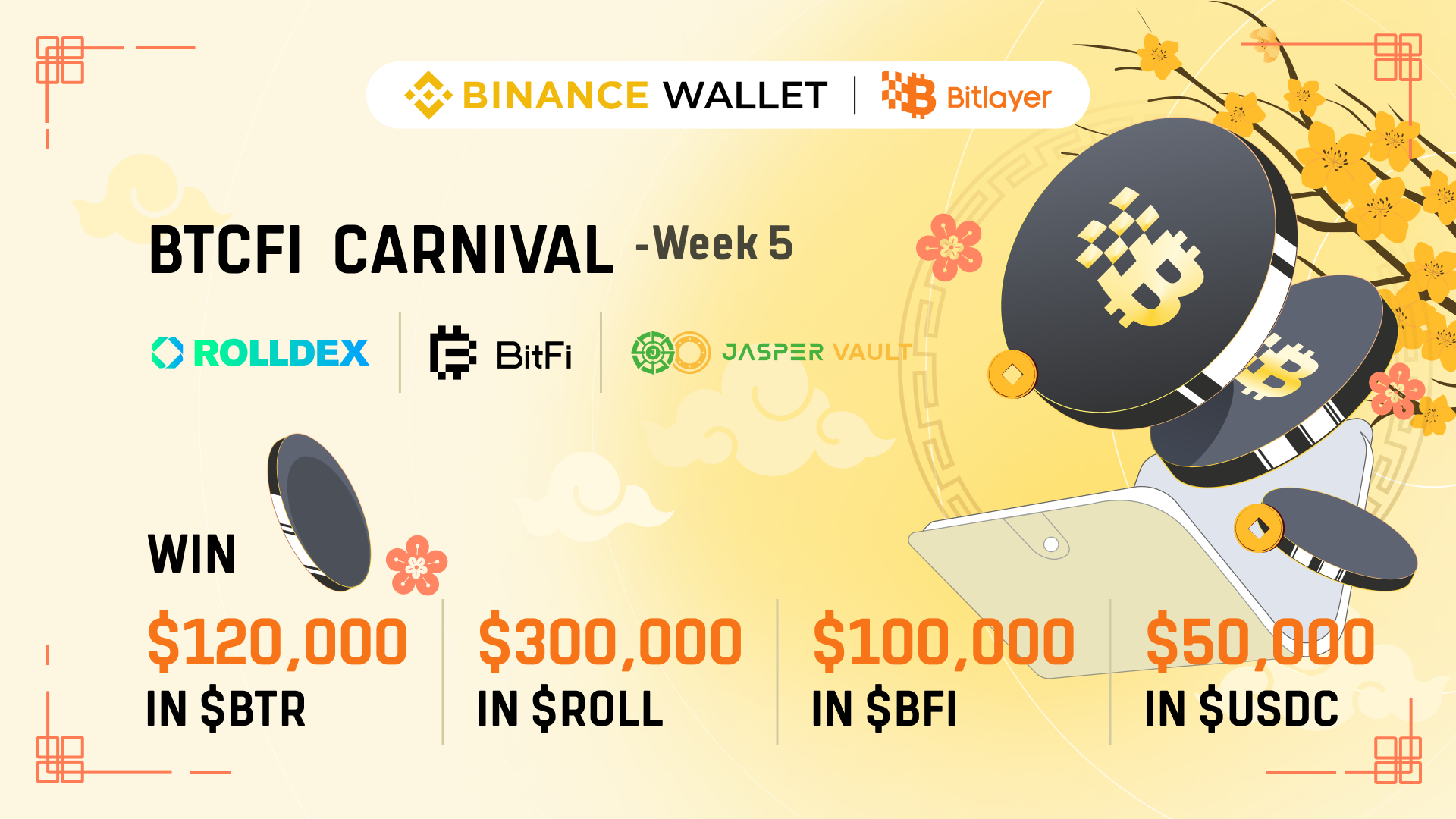Bitlayer BTCFI Carnival Week 5: BTCFI Yields with BitFi, Jasper Vault and RollDex, Share a <span>$</span>570,000 Token Prize Pool